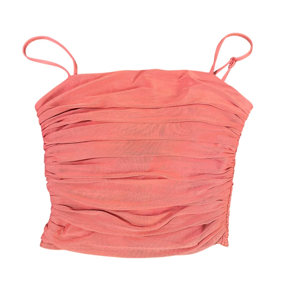 Express Body Contour Ruched Mesh Cami Built In Bra Coral Pink Womens Medium